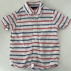 Janie and Jack Red, White, and Blue Linen Shirt Size 4